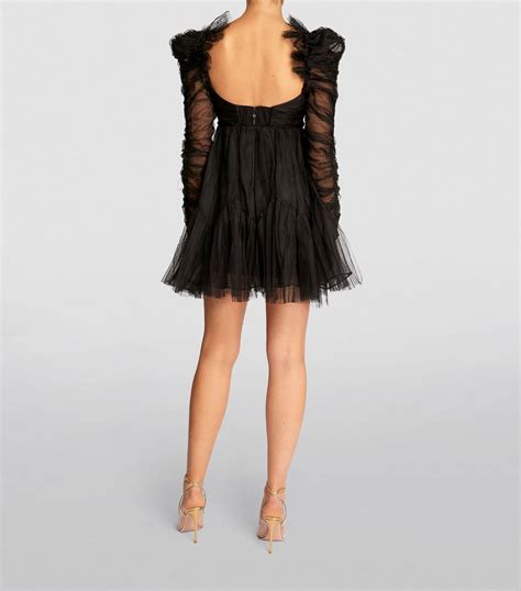 Women's Embroidered babydoll mini dress in tulle 